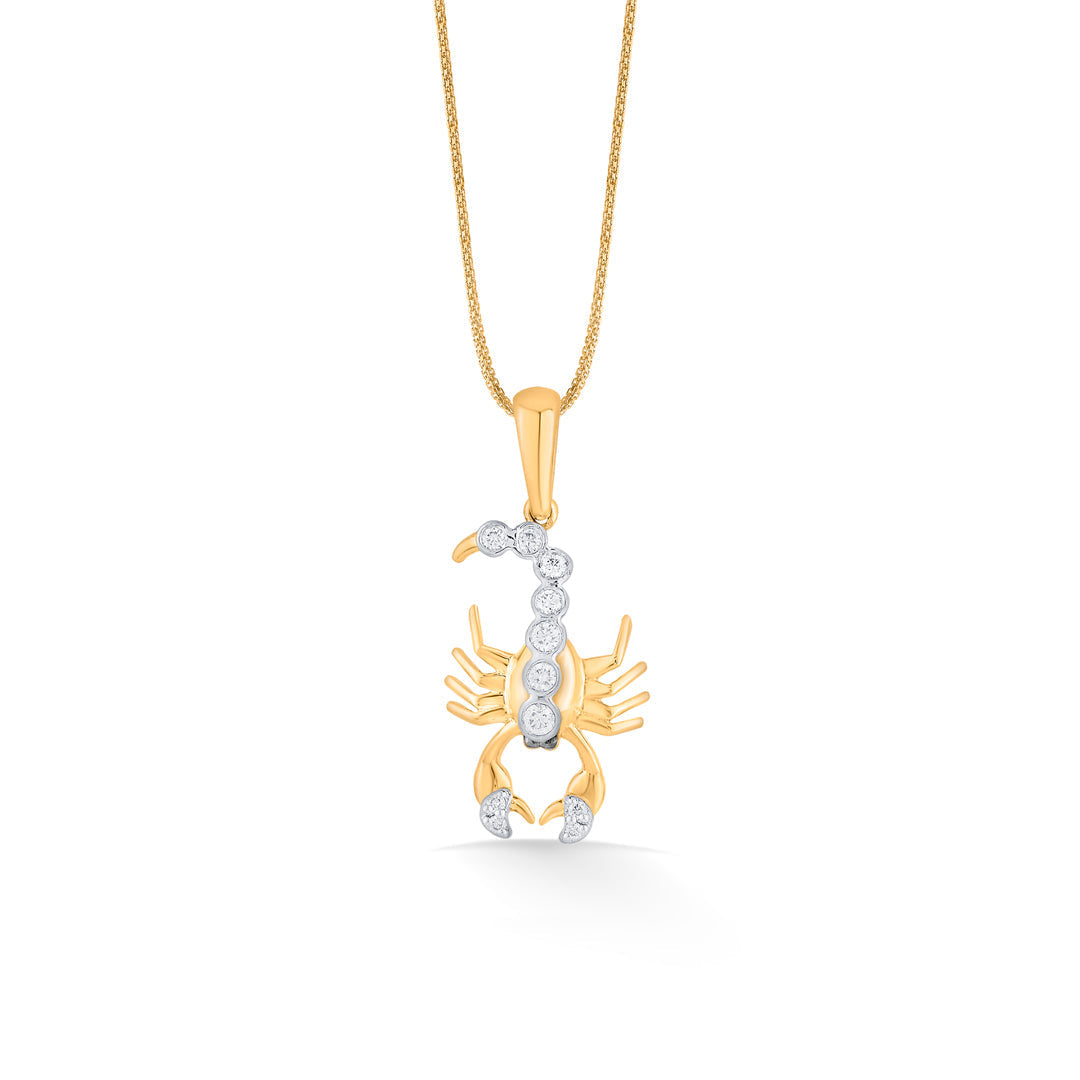 Scorpio Spark Diamond & Gold Zodiac Pendant for Women