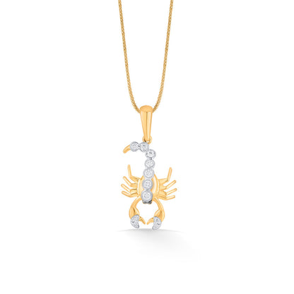 Scorpio Spark Diamond & Gold Zodiac Pendant for Women