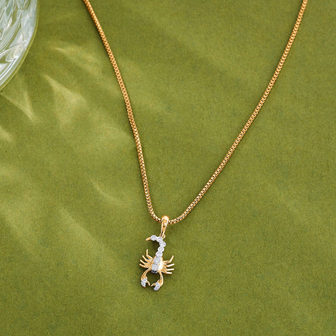 Scorpio Spark Diamond & Gold Zodiac Pendant for Women