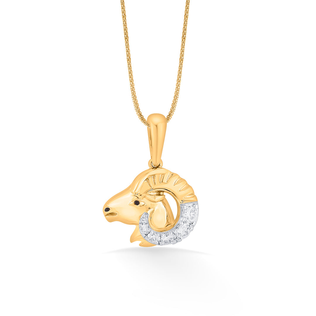 Aries Blaze Diamond & Gold Zodiac Pendant for Women