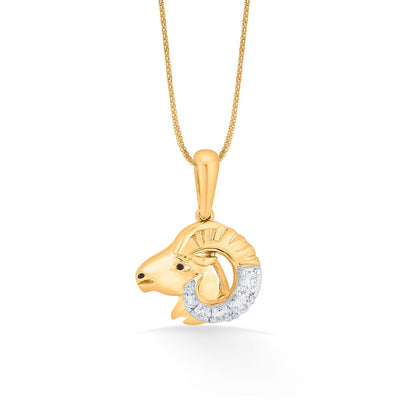 Aries Blaze Diamond & Gold Zodiac Pendant for Women