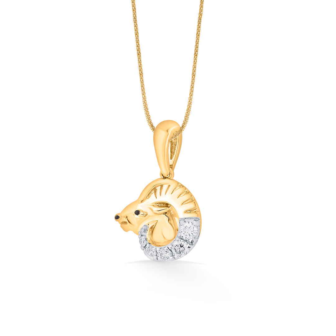 Aries Blaze Diamond & Gold Zodiac Pendant for Women