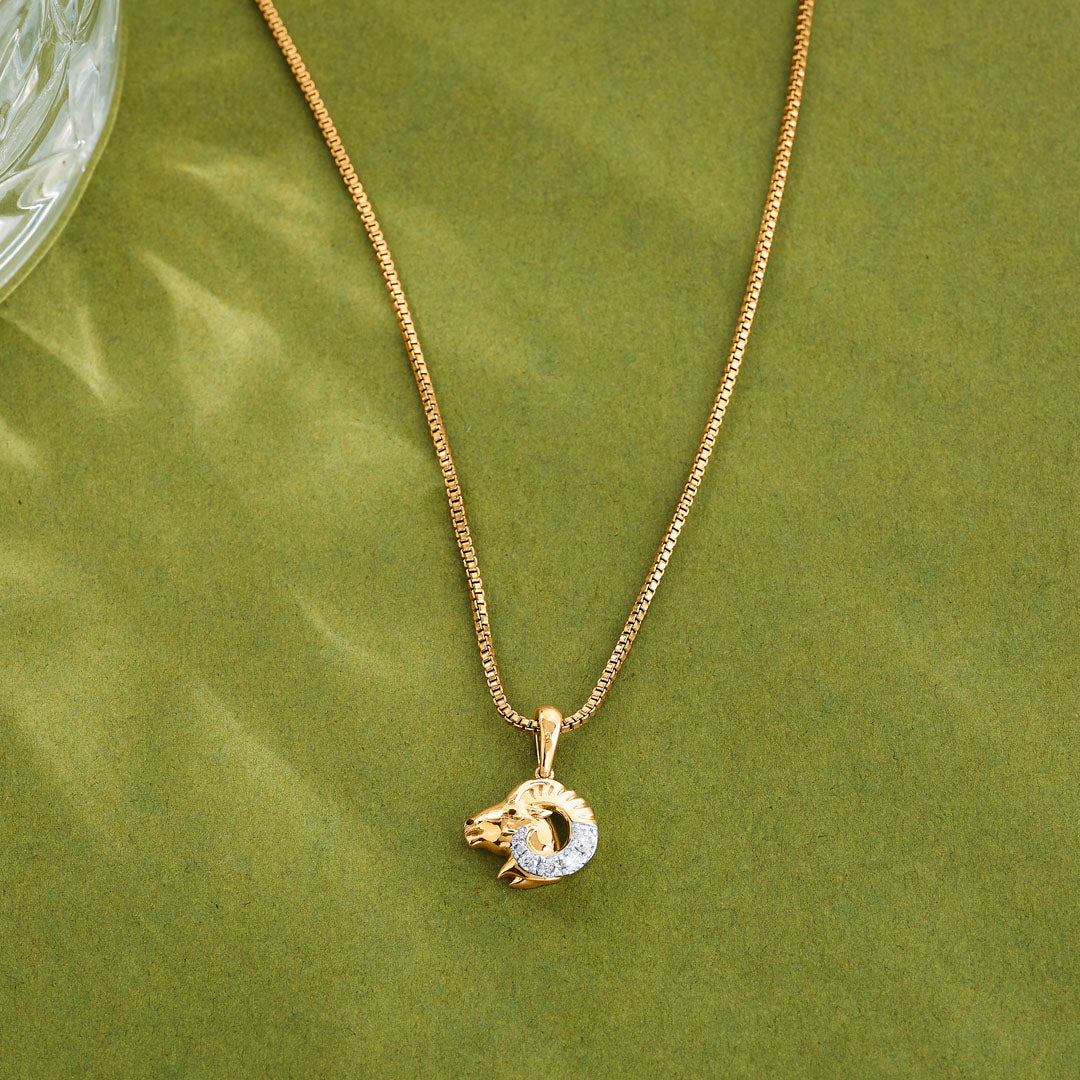 Aries Blaze Diamond & Gold Zodiac Pendant for Women