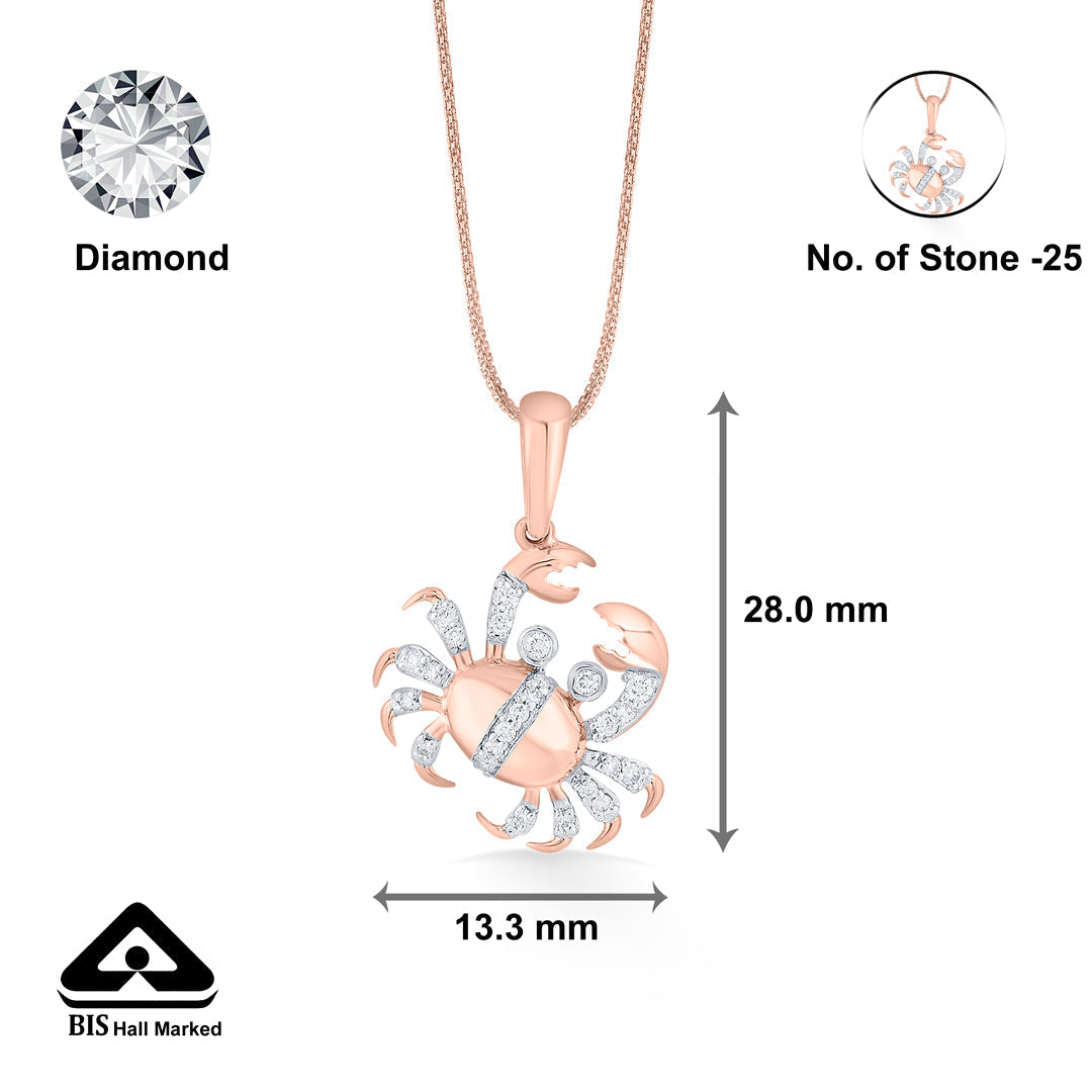 Cancer Glow Diamond & Gold Zodiac Pendant for Women