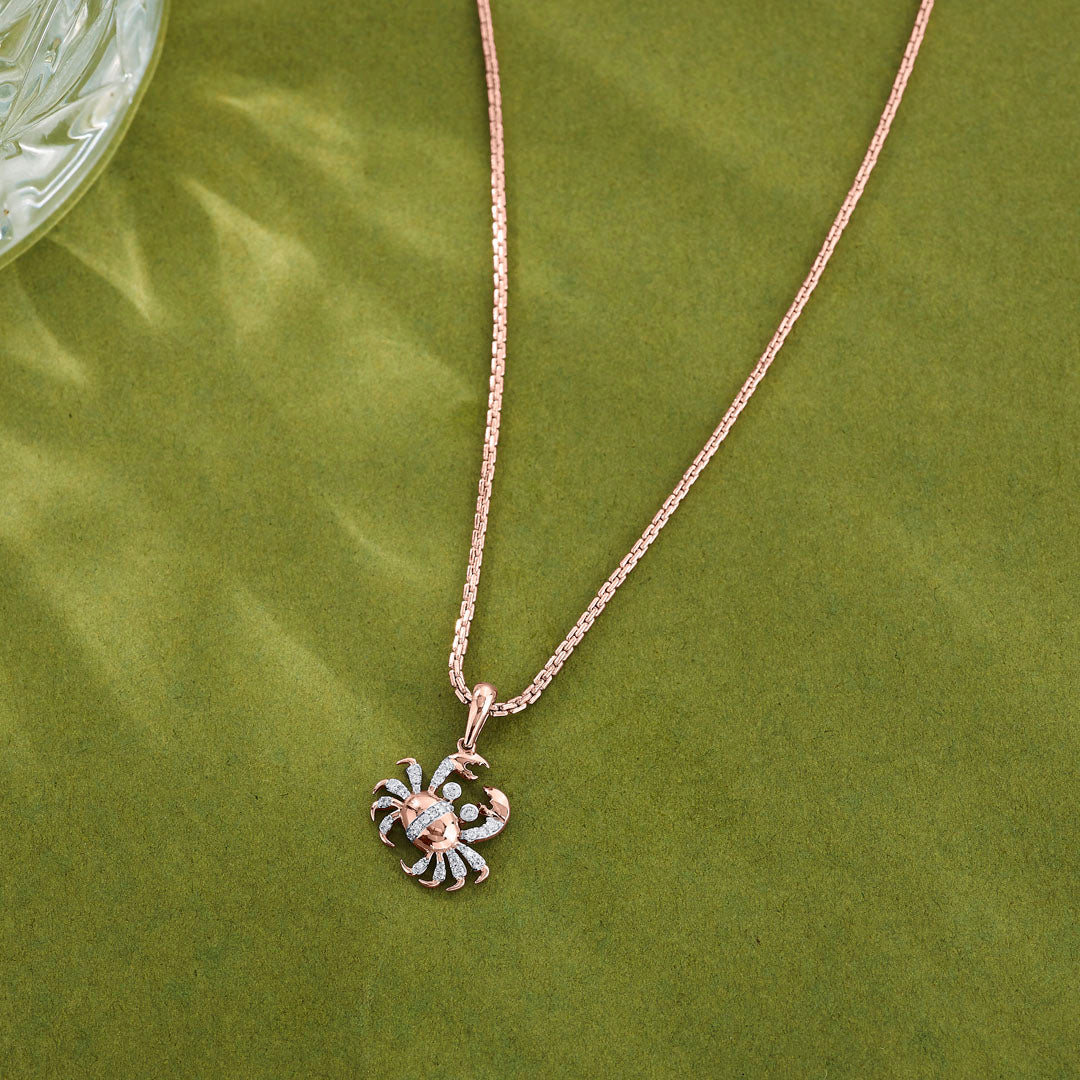 Cancer Glow Diamond & Gold Zodiac Pendant for Women