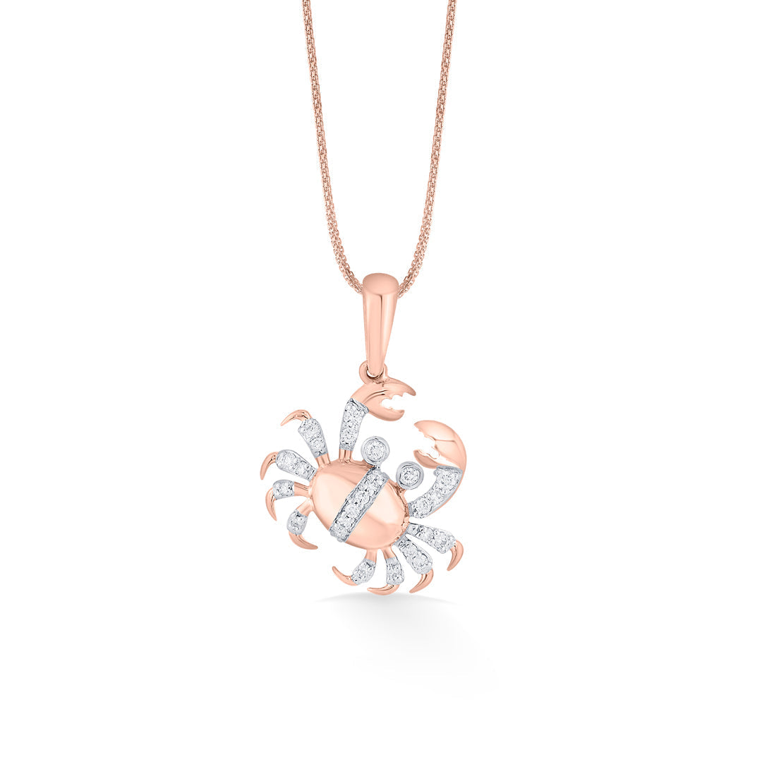Cancer Glow Diamond & Gold Zodiac Pendant for Women