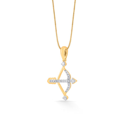 Sagittarius Arrow Diamond & Gold Zodiac Pendant for Women