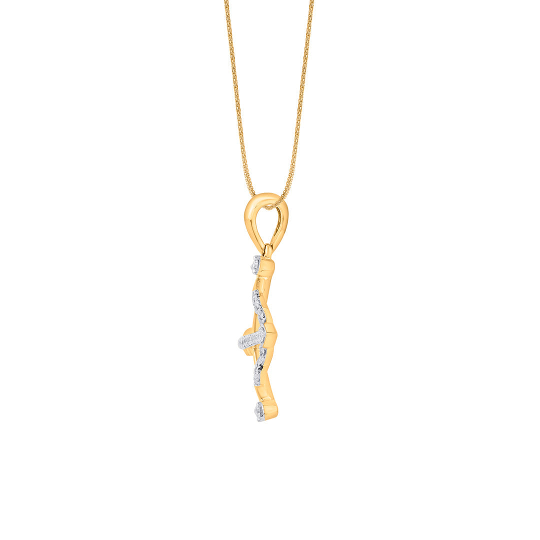 Sagittarius Arrow Diamond & Gold Zodiac Pendant for Women