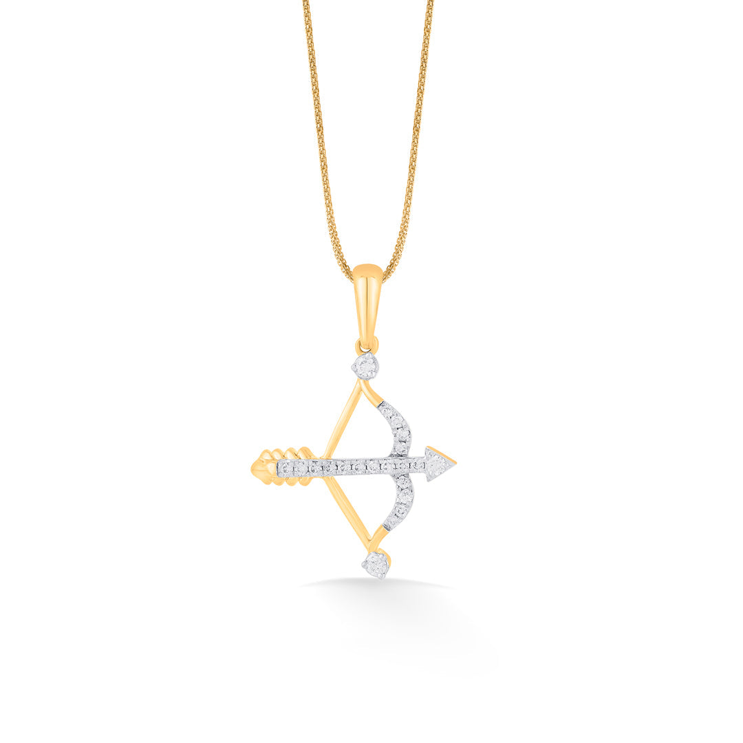 Sagittarius Arrow Diamond & Gold Zodiac Pendant for Women