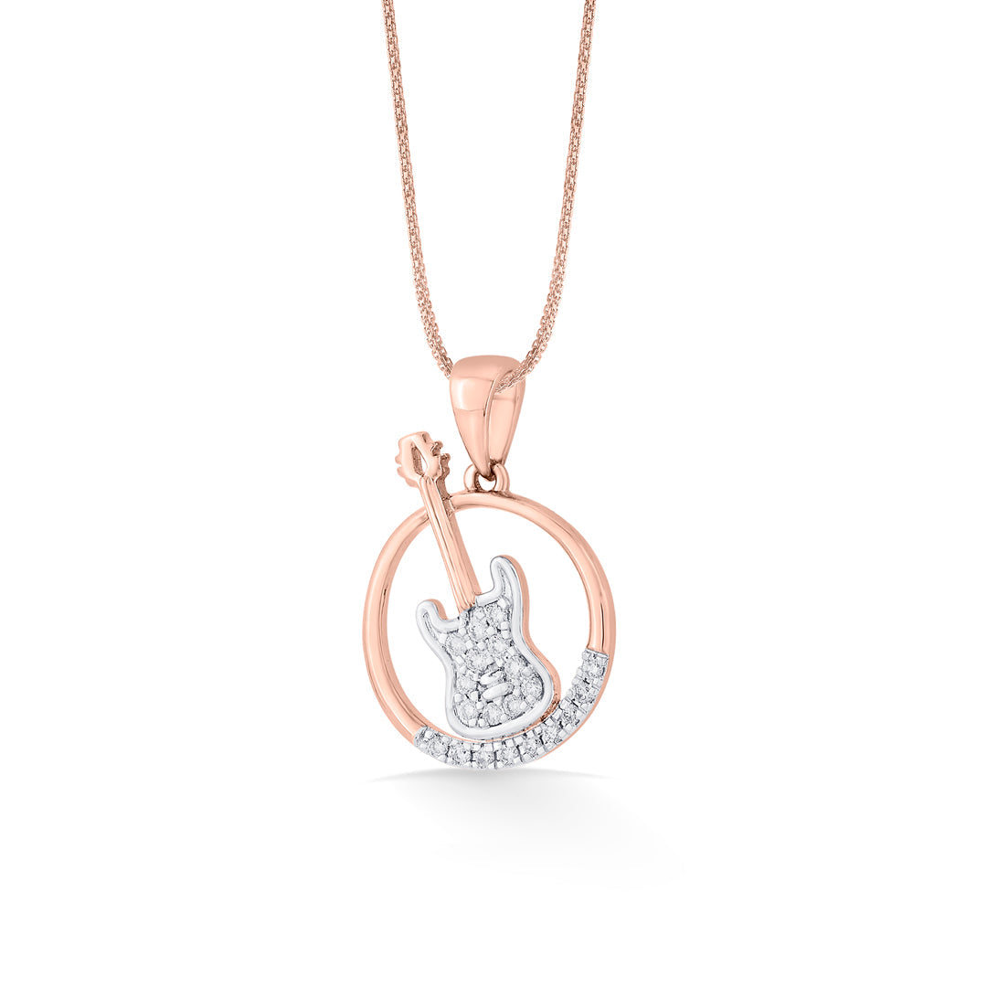 Guitar Beat Diamond & Gold Modern Pendant for Women