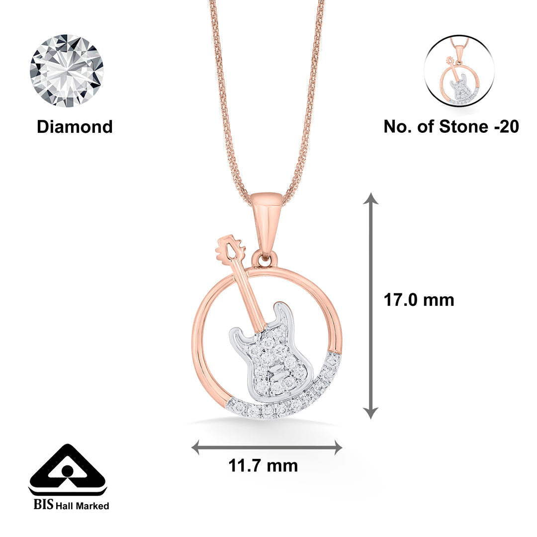 Guitar Beat Diamond & Gold Modern Pendant for Women