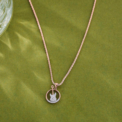 Guitar Beat Diamond & Gold Modern Pendant for Women