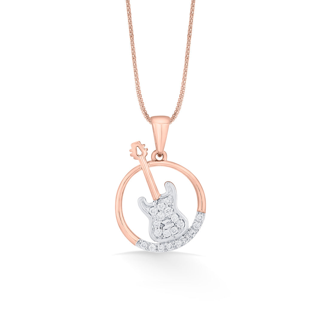Guitar Beat Diamond & Gold Modern Pendant for Women