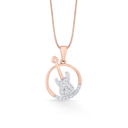 Guitar Beat Diamond & Gold Modern Pendant for Women