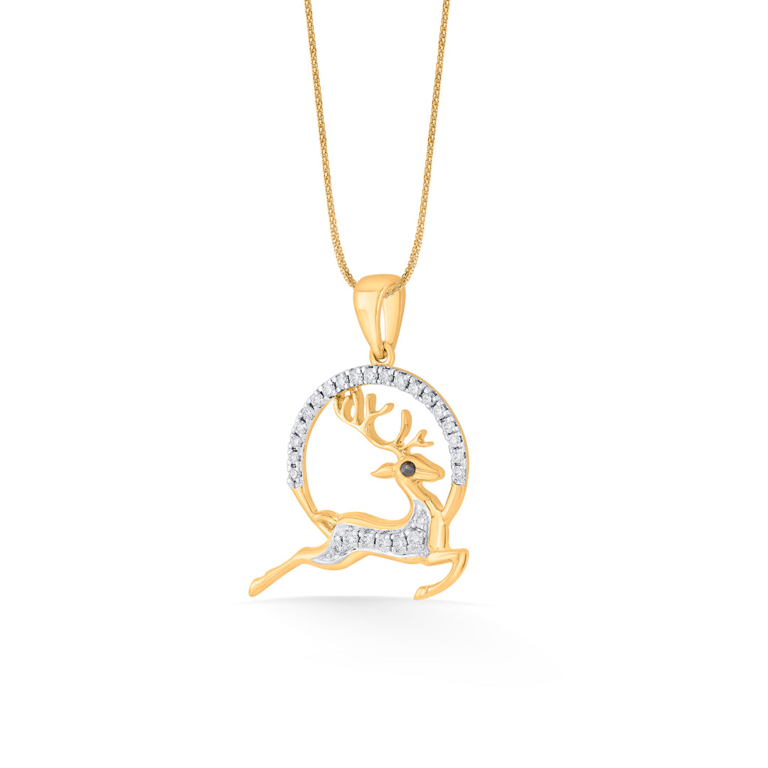Noble Stag Diamond & Gold Modern Pendant for Women