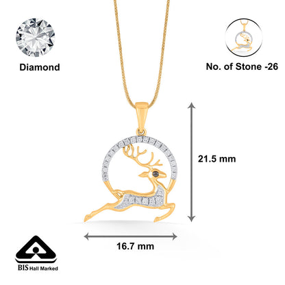 Noble Stag Diamond & Gold Modern Pendant for Women