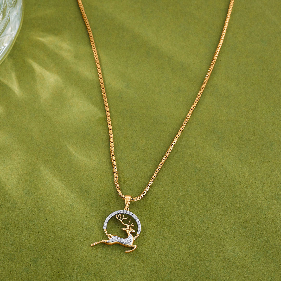 Noble Stag Diamond & Gold Modern Pendant for Women