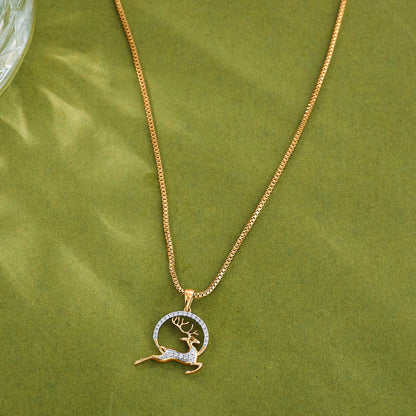 Noble Stag Diamond & Gold Modern Pendant for Women