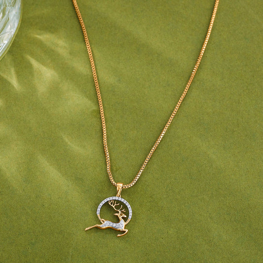 Noble Stag Diamond & Gold Modern Pendant for Women