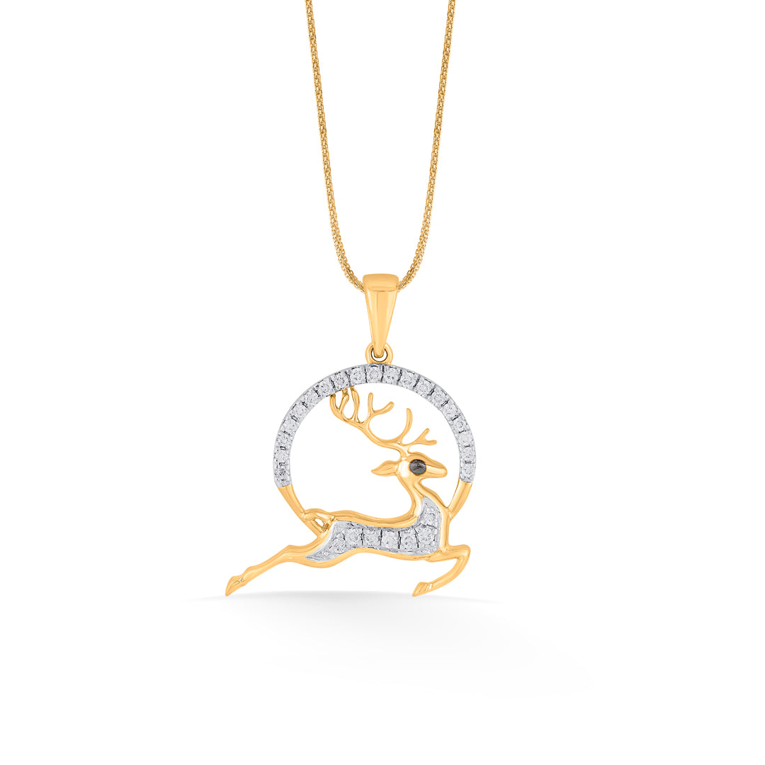 Noble Stag Diamond & Gold Modern Pendant for Women
