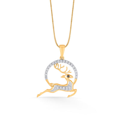 Noble Stag Diamond & Gold Modern Pendant for Women