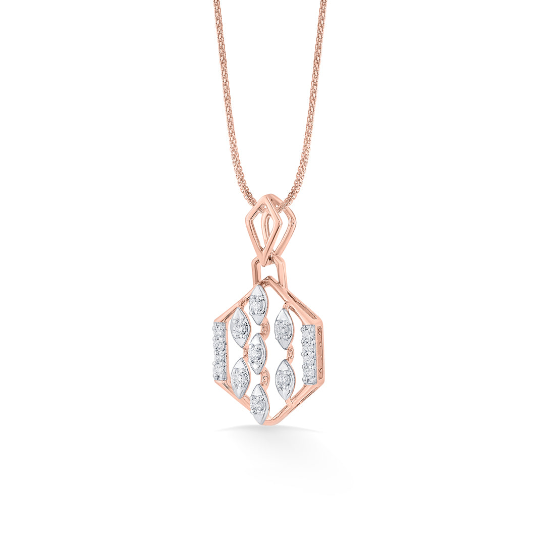 Hexa Link Diamond & Gold Classic Pendant for Women