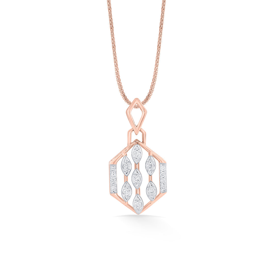 Hexa Link Diamond & Gold Classic Pendant for Women