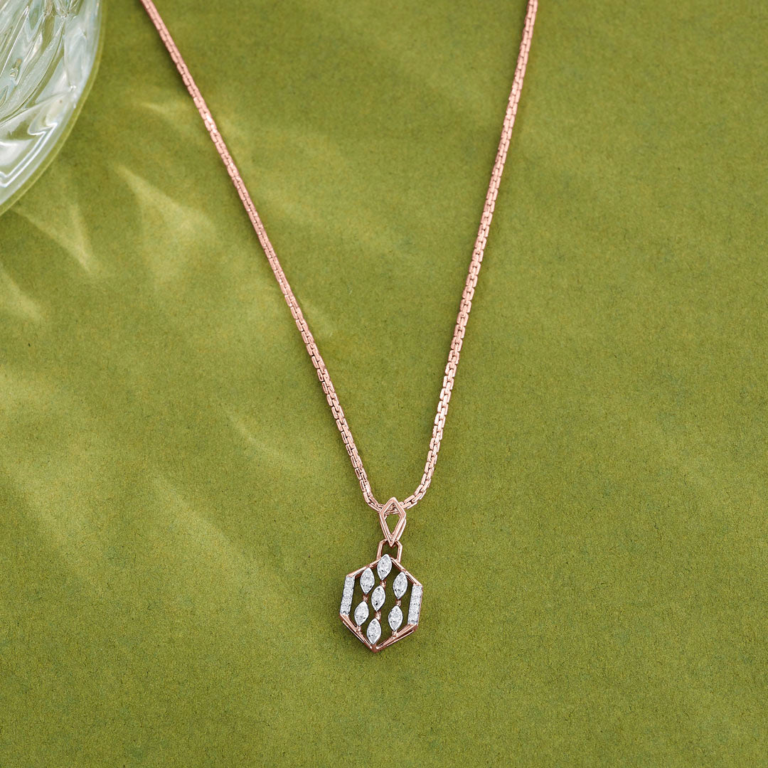 Hexa Link Diamond & Gold Classic Pendant for Women