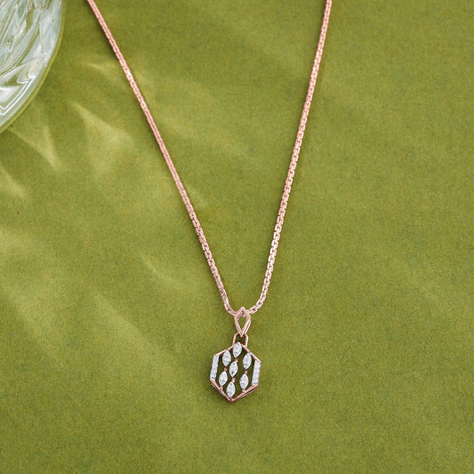 Hexa Link Diamond & Gold Classic Pendant for Women