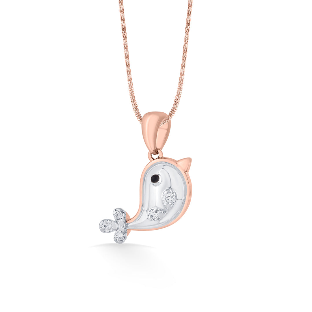 Dolphin Splash Diamond & Gold Kids Pendant for Women