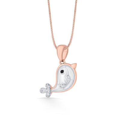 Dolphin Splash Diamond & Gold Kids Pendant for Women