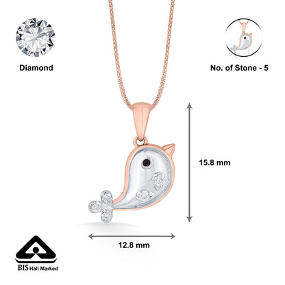 Dolphin Splash Diamond & Gold Kids Pendant for Women