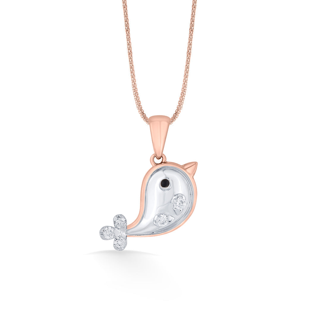 Dolphin Splash Diamond & Gold Kids Pendant for Women