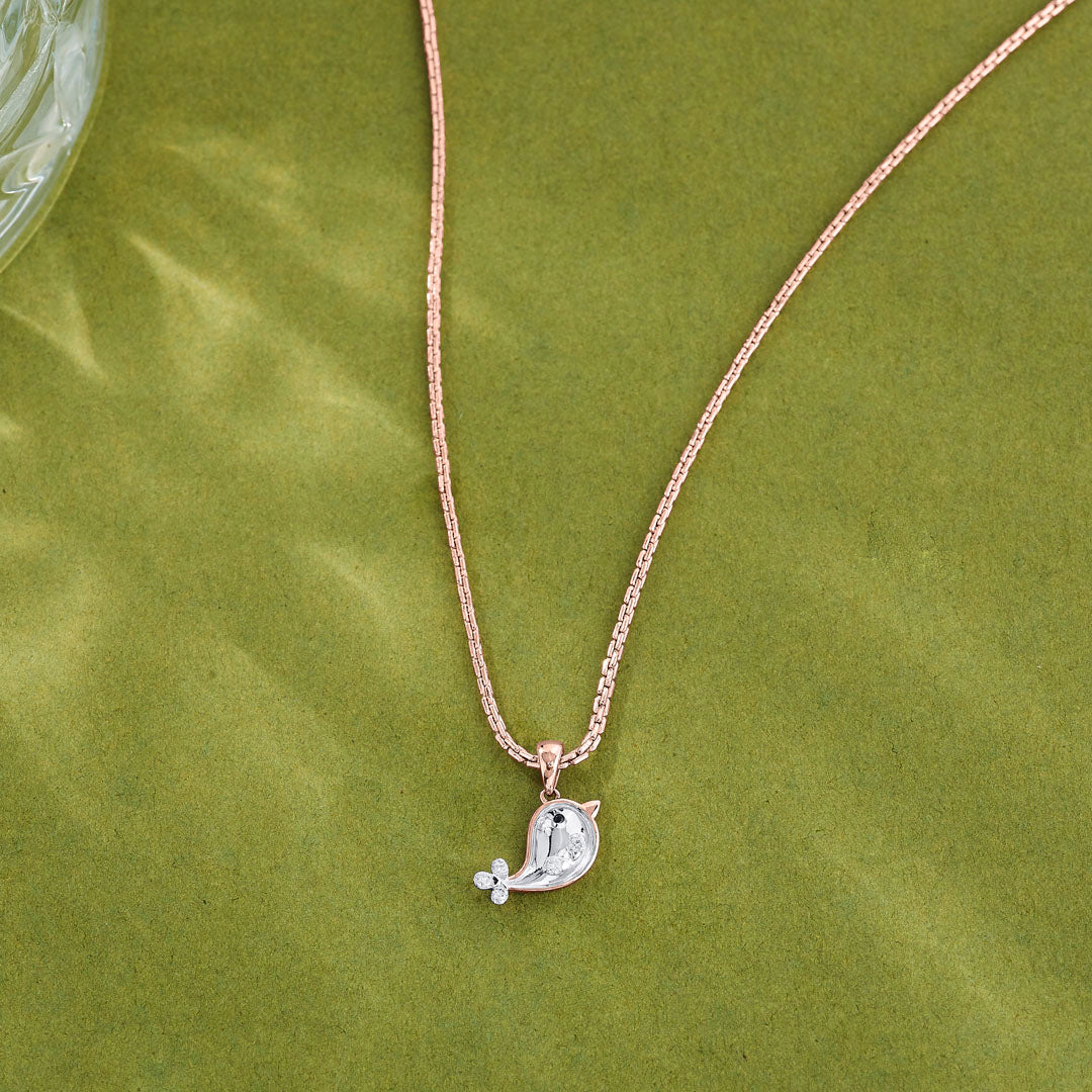 Dolphin Splash Diamond & Gold Kids Pendant for Women