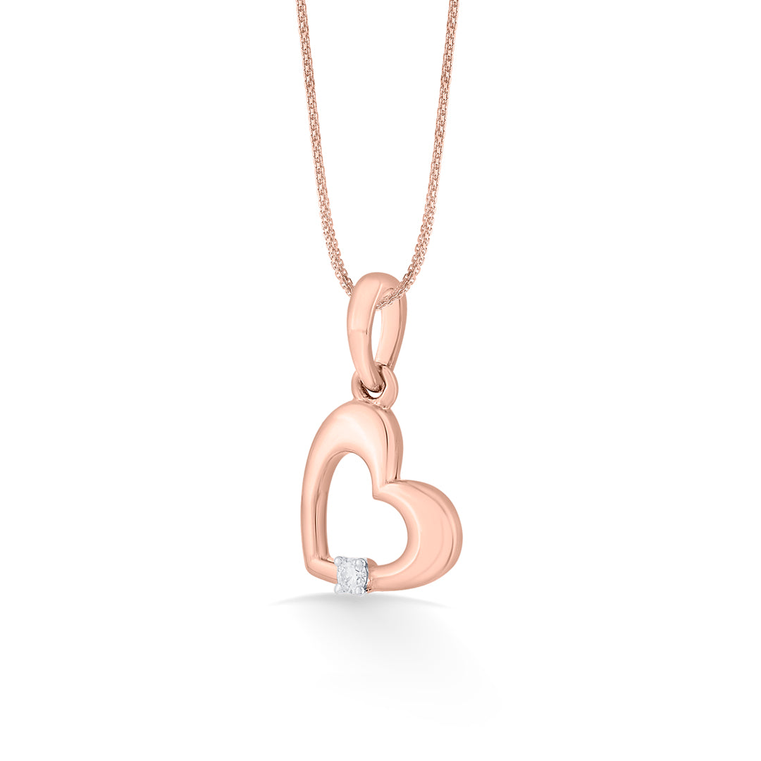 Sweet Heart Diamond & Gold Heart Pendant for Women