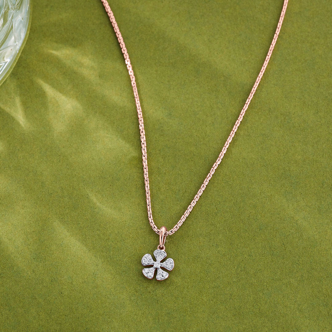 Bloom Charm Diamond & Gold Casual Pendant for Women