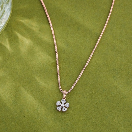 Bloom Charm Diamond & Gold Casual Pendant for Women