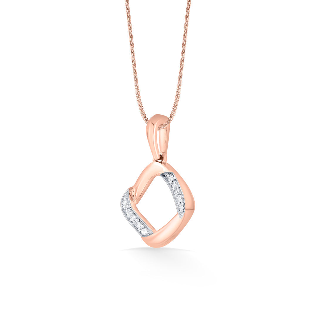 Angled Square Diamond & Gold Casual Pendant for Women