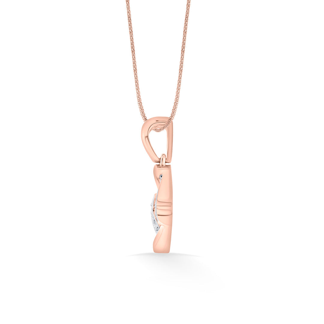 Angled Square Diamond & Gold Casual Pendant for Women