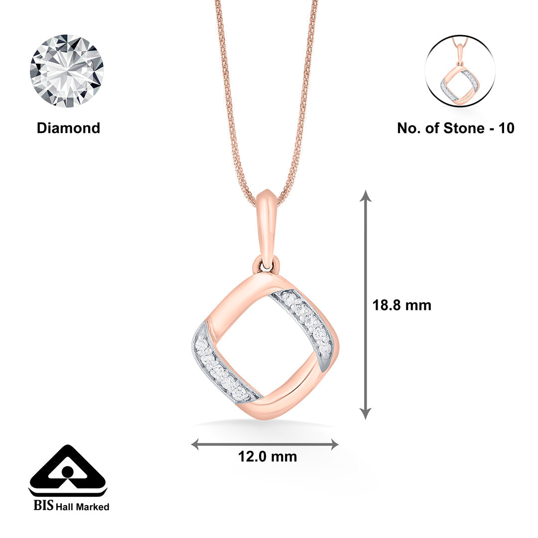 Angled Square Diamond & Gold Casual Pendant for Women