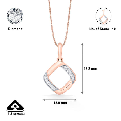 Angled Square Diamond & Gold Casual Pendant for Women