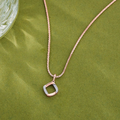 Angled Square Diamond & Gold Casual Pendant for Women