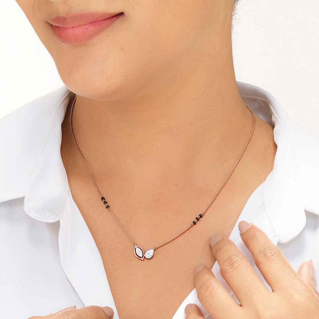 Contemporary Vow Diamond & Gold Tanmaniya Mangalsutra for Women