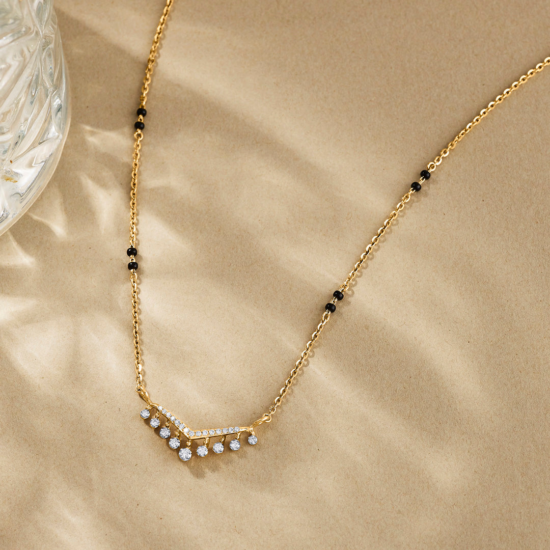 Grace Drop Diamond & Gold Tanmaniya Mangalsutra for Women