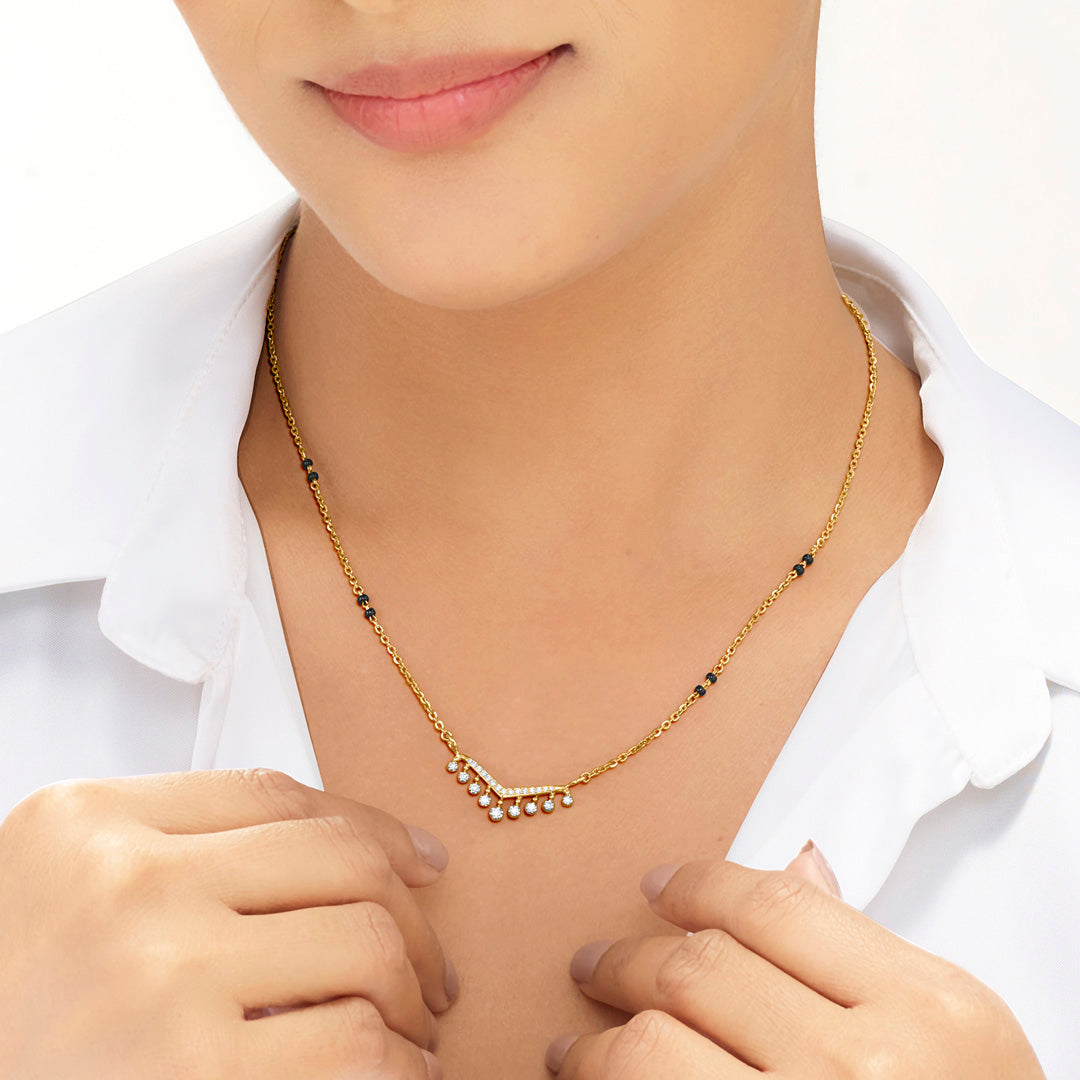 Grace Drop Diamond & Gold Tanmaniya Mangalsutra for Women