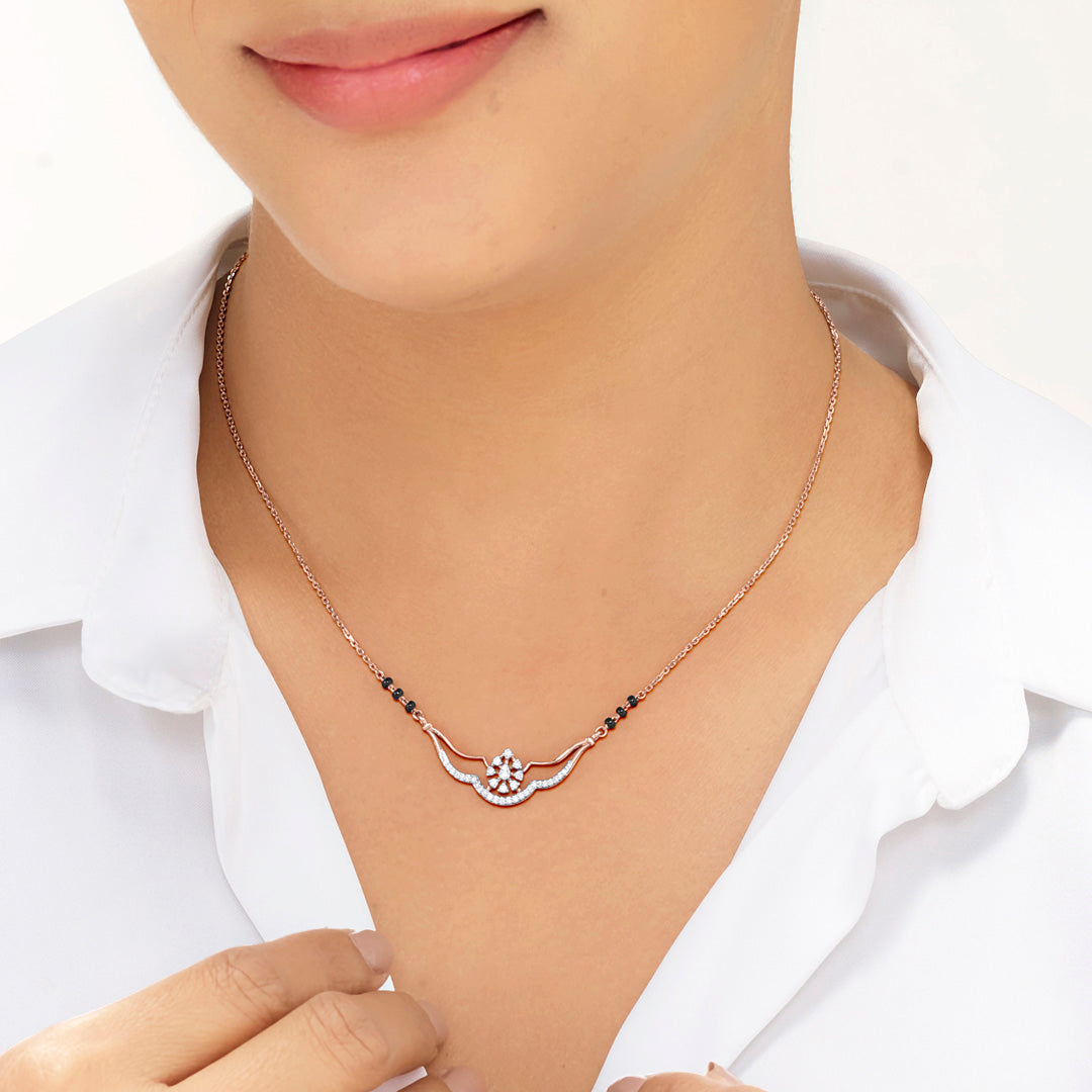 Divine Aura Diamond & Gold Tanmaniya Mangalsutra for Women