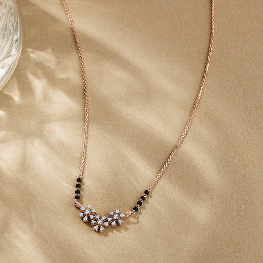 Pure Bloom Diamond & Gold Tanmaniya Mangalsutra for Women
