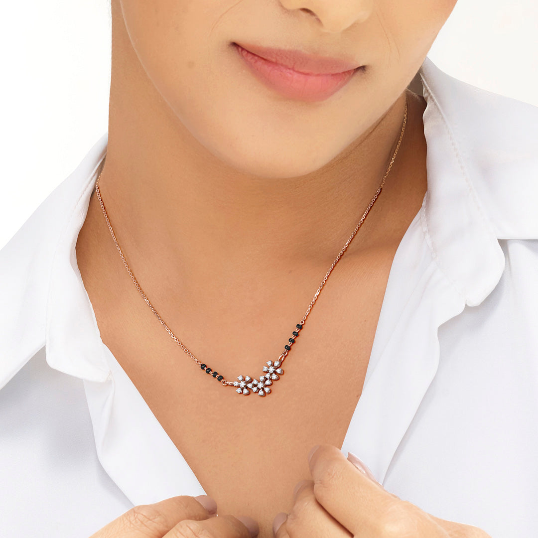 Pure Bloom Diamond & Gold Tanmaniya Mangalsutra for Women