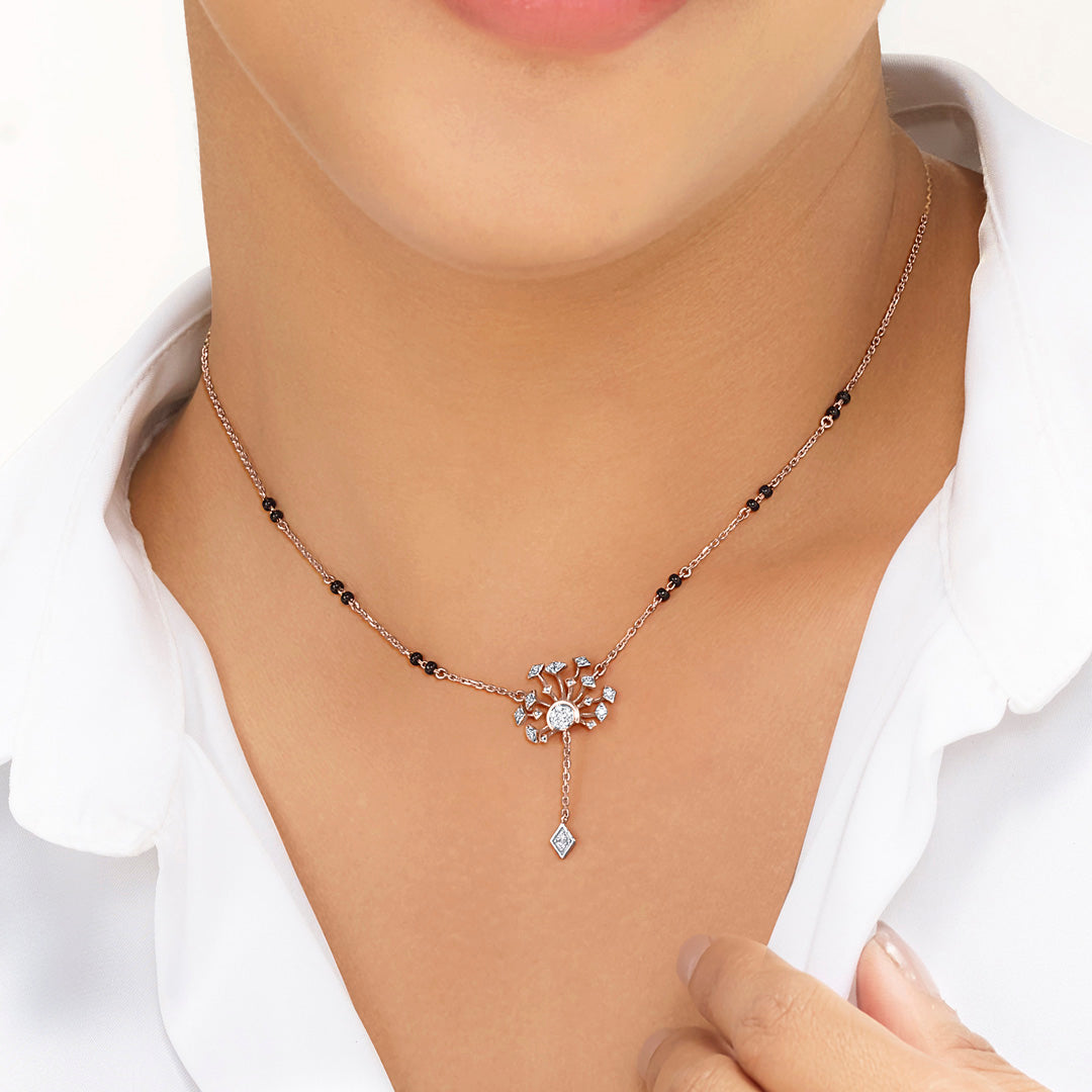 Radiant Bloom Diamond & Gold Tanmaniya Mangalsutra for Women
