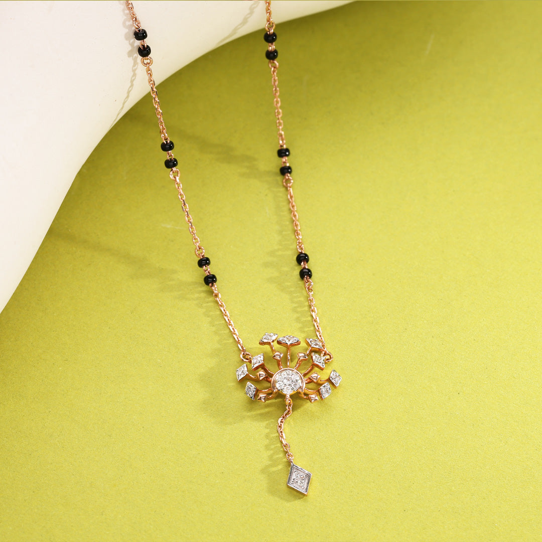 Radiant Bloom Diamond & Gold Tanmaniya Mangalsutra for Women